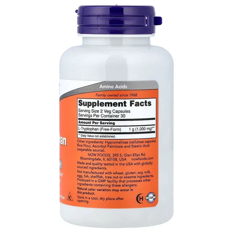 NOW Foods, L-Tryptophan, 500 mg - Image 2