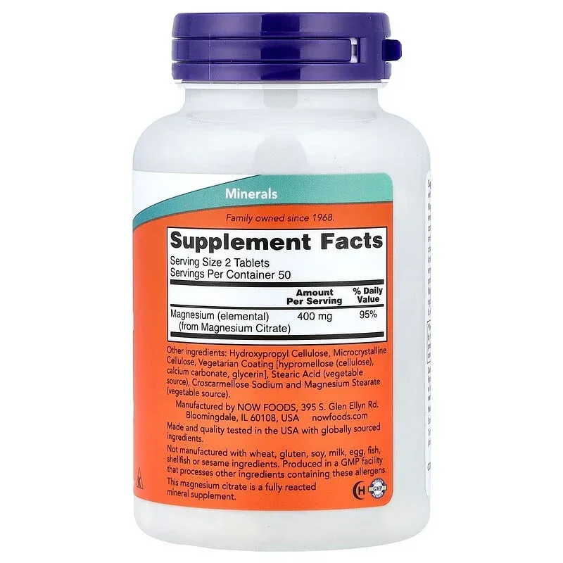 NOW Foods, Magnesium Citrate (200 mg per Tablet) - Image 2