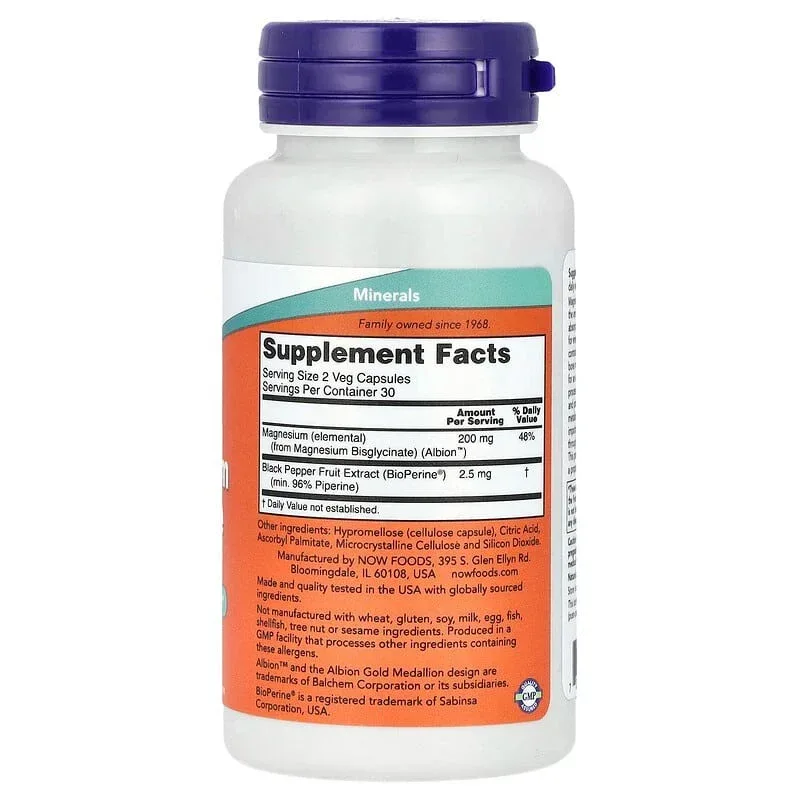 NOW Foods, Magnesium Glycinate With BioPerine® - Image 2