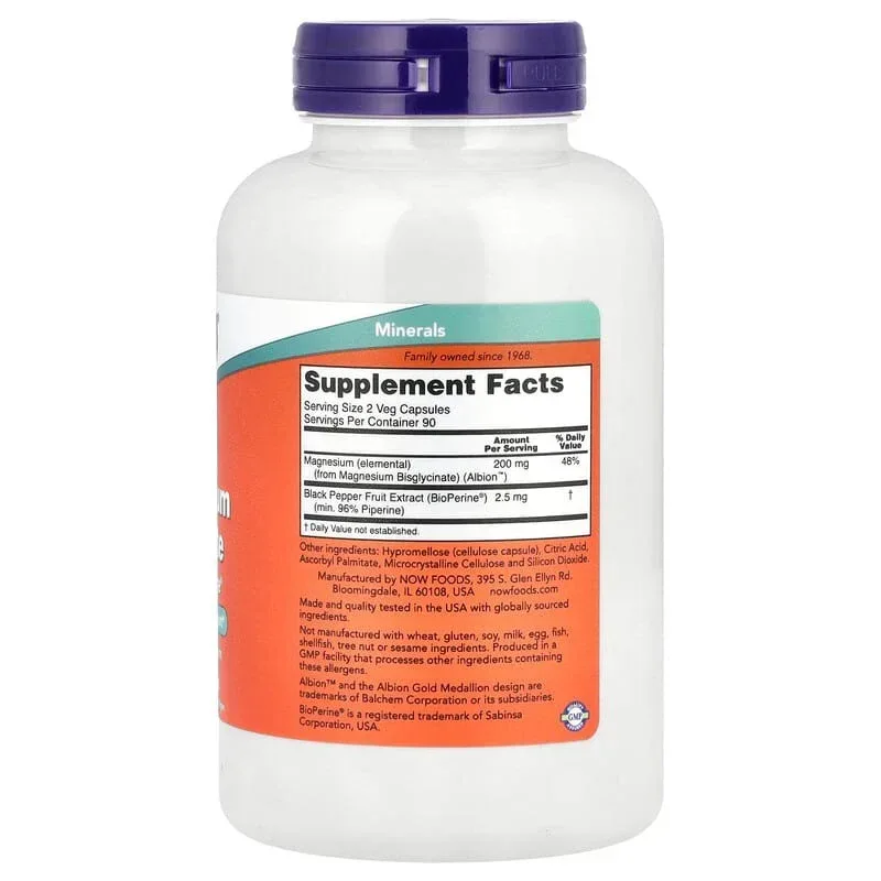 NOW Foods, Magnesium Glycinate With BioPerine® - Image 5