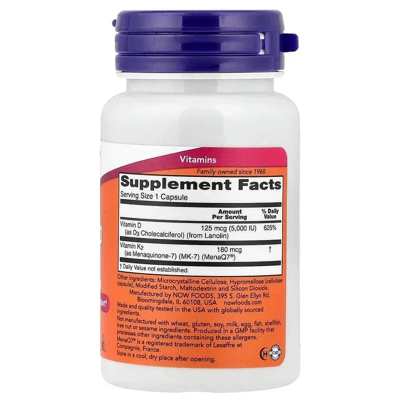 NOW Foods, Mega D3 & MK-7 - Image 2