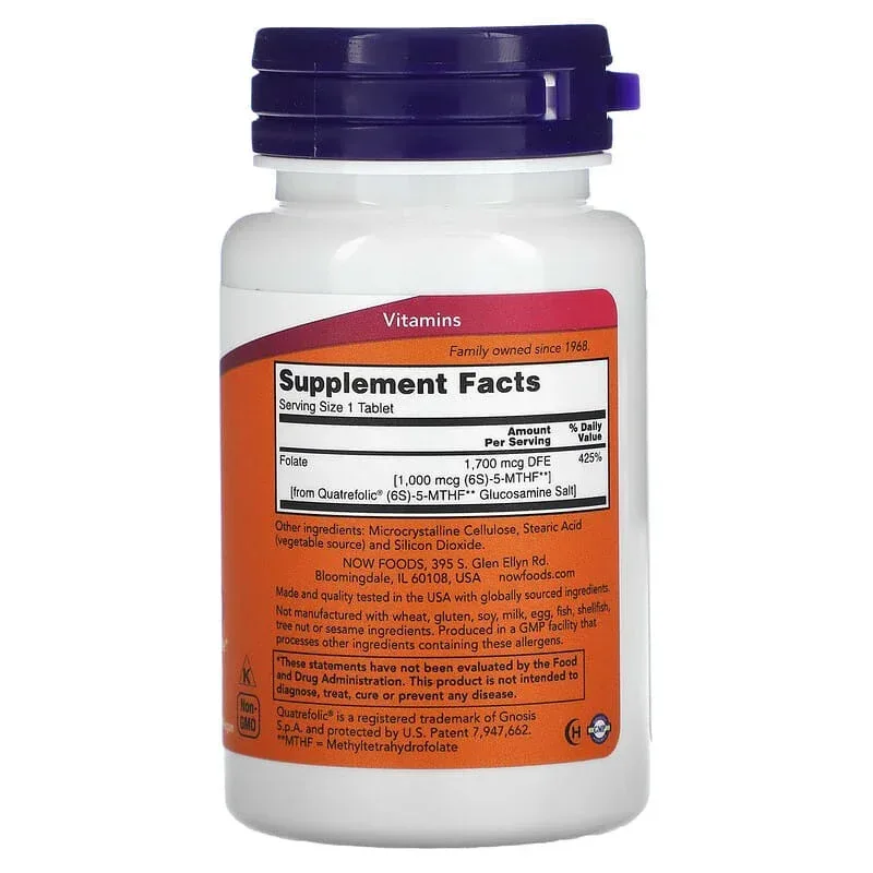 NOW Foods, Methyl Folate, 1,000 mcg, 90 Tablets - Image 3