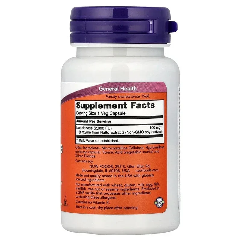 NOW Foods, Nattokinase, 100 mg, Veg Capsules - Image 2