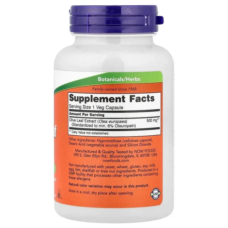 NOW Foods, Olive Leaf Extract, 500 mg, Veg Capsules - Image 8