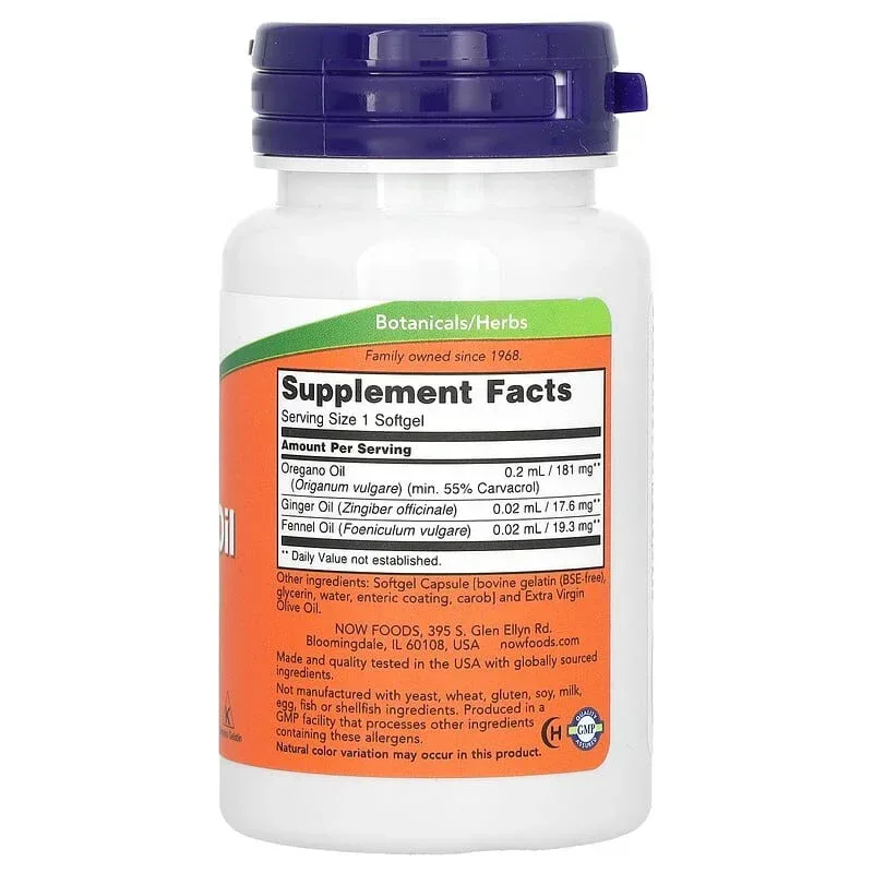 NOW Foods, Oregano Oil, 90 Softgels - Image 2