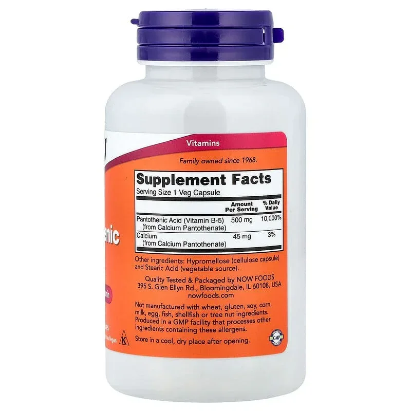 NOW Foods, Pantothenic Acid, 500 mg - Image 2