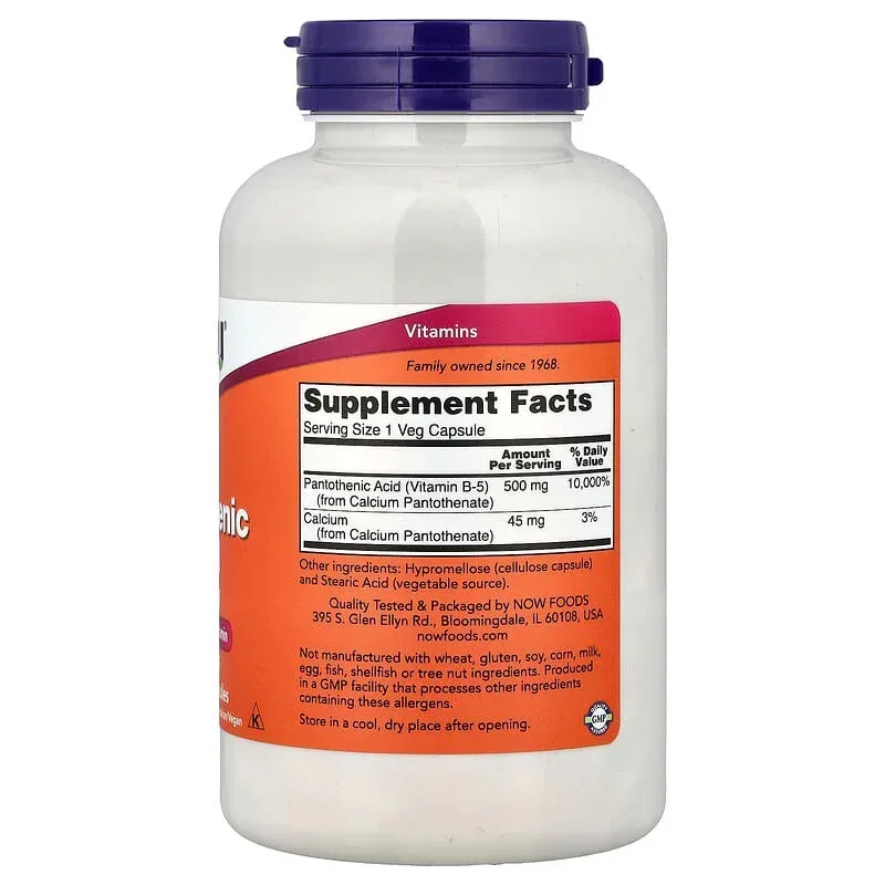 NOW Foods, Pantothenic Acid, 500 mg - Image 8