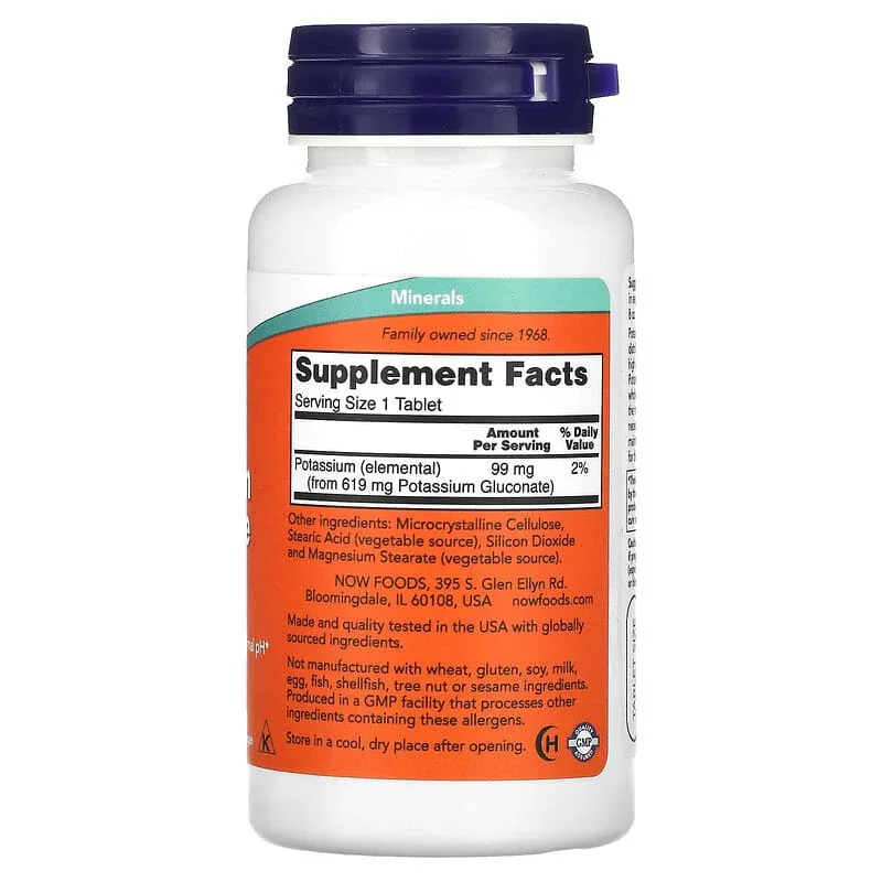 NOW Foods, Potassium Gluconate, 99 mg, Tablets - Image 2