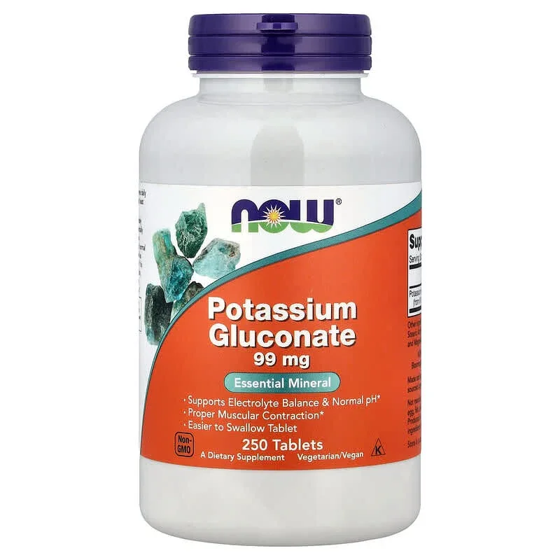 NOW Foods, Potassium Gluconate, 99 mg, Tablets - Image 7