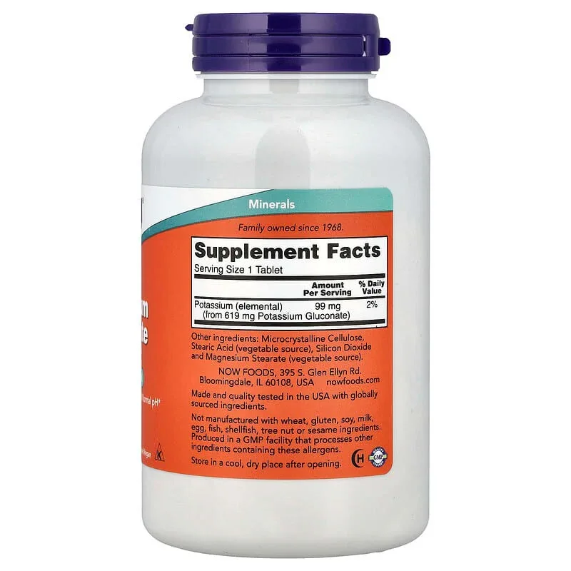 NOW Foods, Potassium Gluconate, 99 mg, Tablets - Image 8