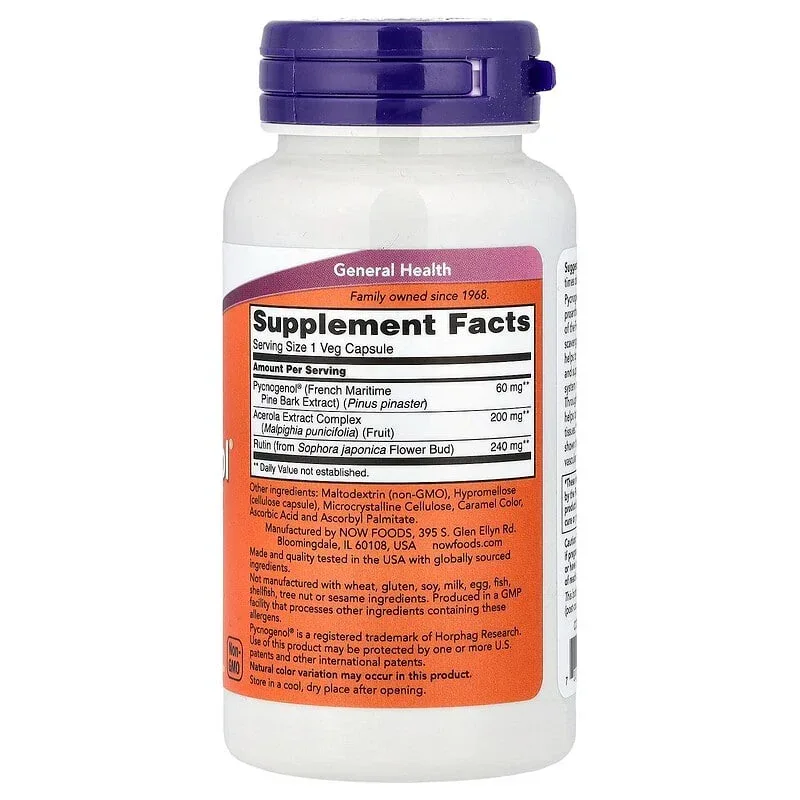 NOW Foods, Pycnogenol® With Bioflavonoids, Veg Capsules - Image 14