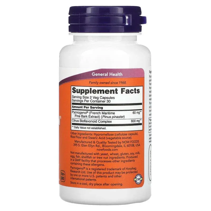 NOW Foods, Pycnogenol® With Bioflavonoids, Veg Capsules - Image 2