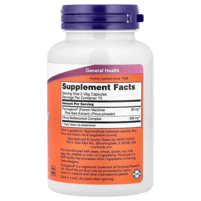 NOW Foods, Pycnogenol® With Bioflavonoids, Veg Capsules - Image 8