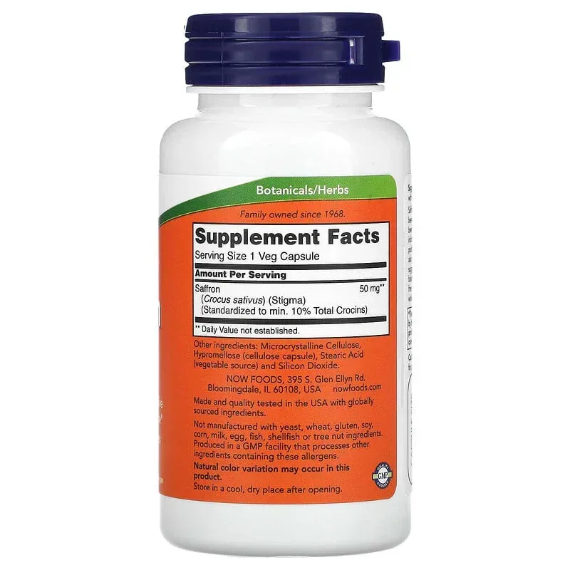 NOW Foods, Saffron, 50 mg, 60 Veg Capsules - Image 2