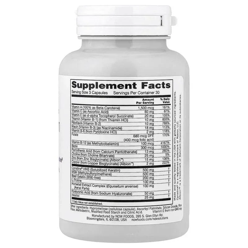 NOW Foods, Solutions, Clinically Advanced Hair, Skin & Nails, 90 Capsules - Image 2
