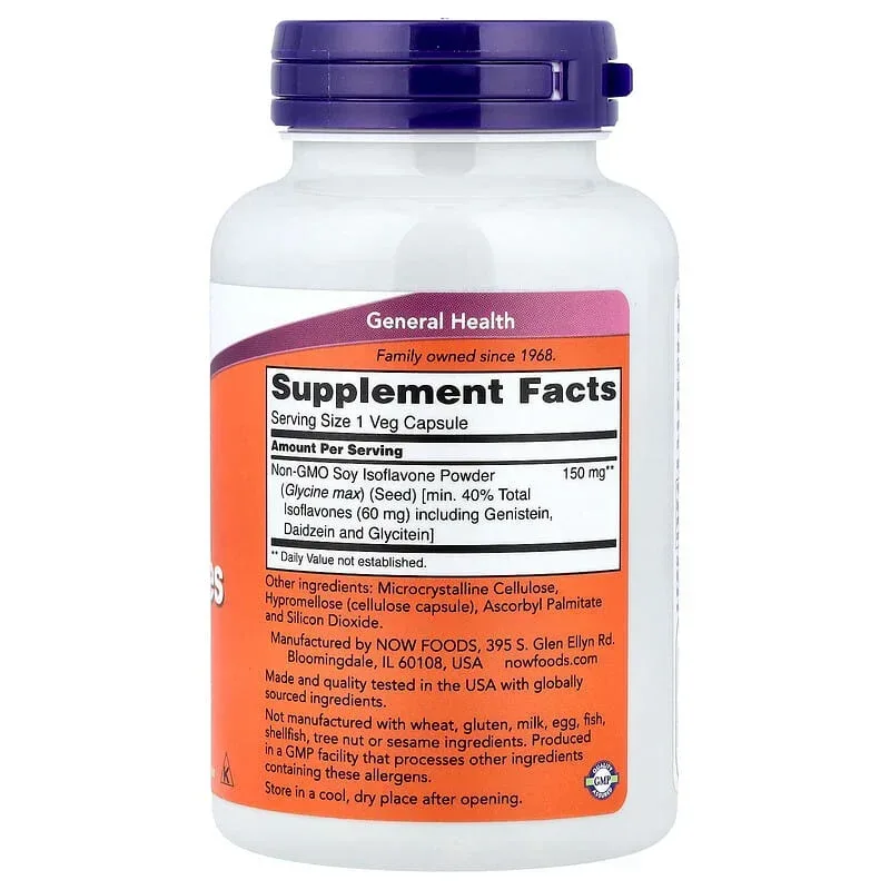 NOW Foods, Soy Isoflavones, 120 Veg Capsules - Image 2