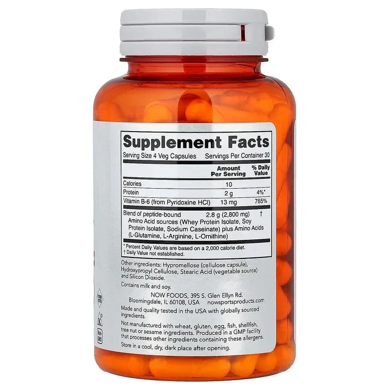 NOW Foods, Sports, Amino Complete™, 120 Veg Capsules - Image 4