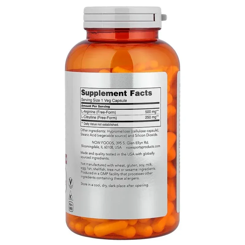 NOW Foods, Sports, Arginine & Citrulline, Veg Capsules - Image 7