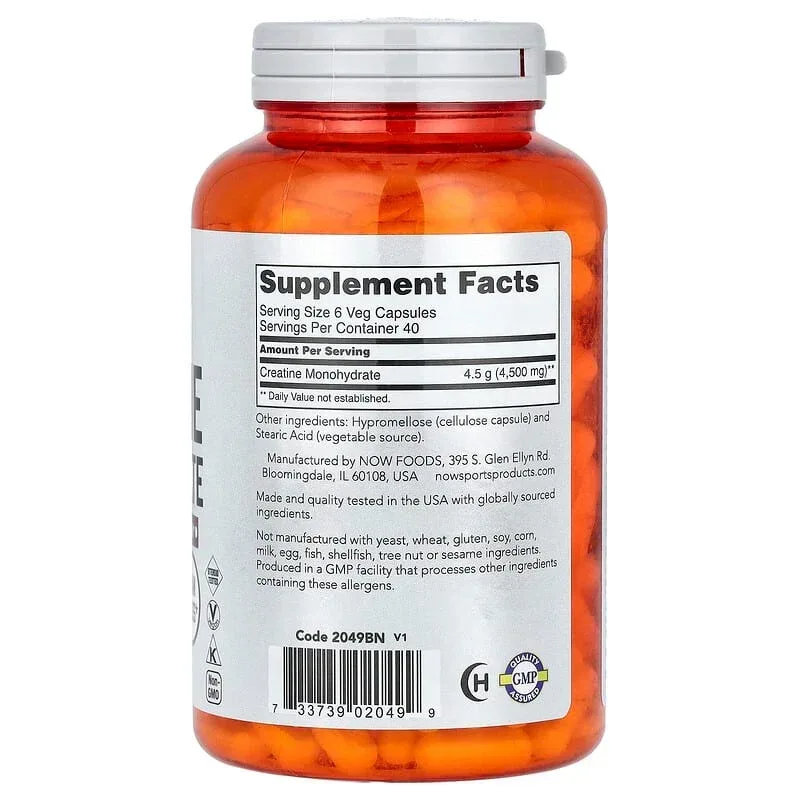 NOW Foods, Sports, Creatine Monohydrate (0.75 g per Capsule) - Image 7