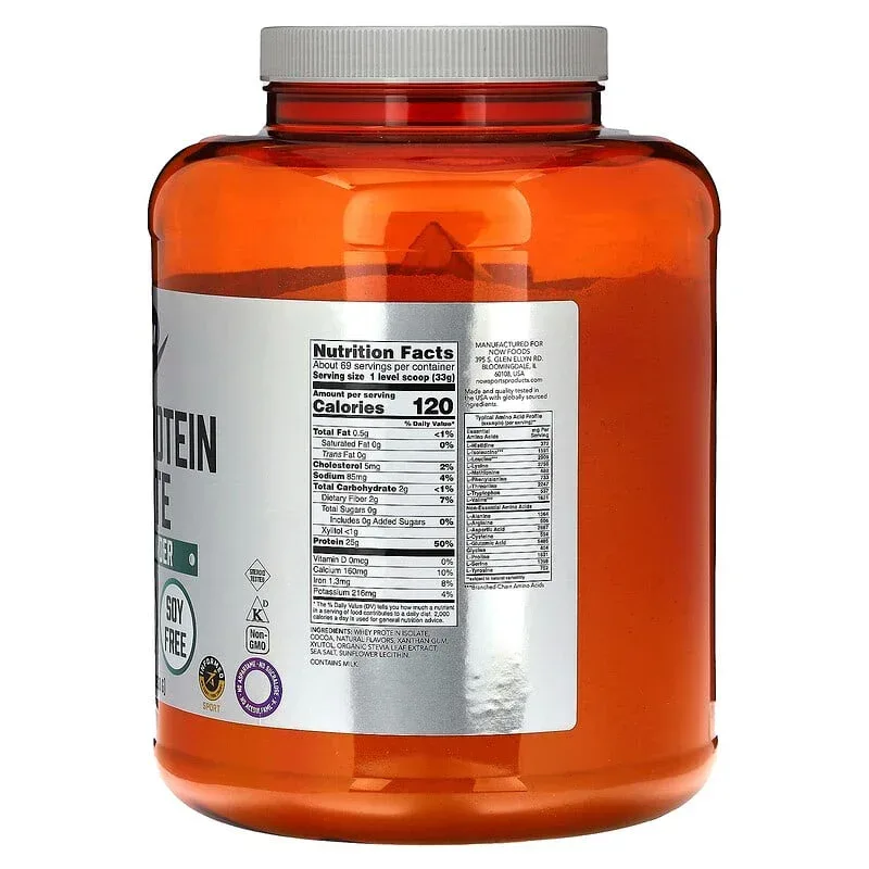 NOW Foods, Sports, Whey Protein Isolate, Creamy Chocolate, 1.8 lbs (816 g) - Image 7