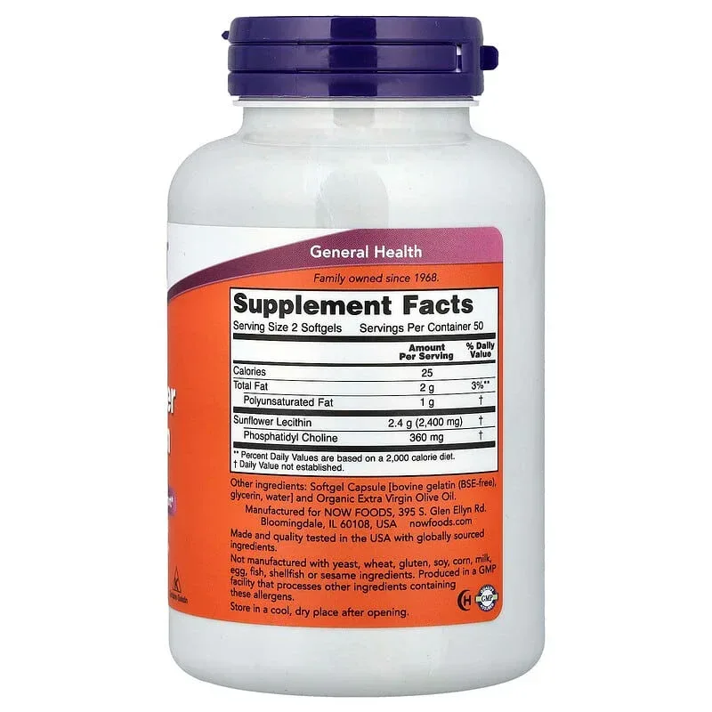 NOW Foods, Sunflower Lecithin, 1,200 mg - Image 2