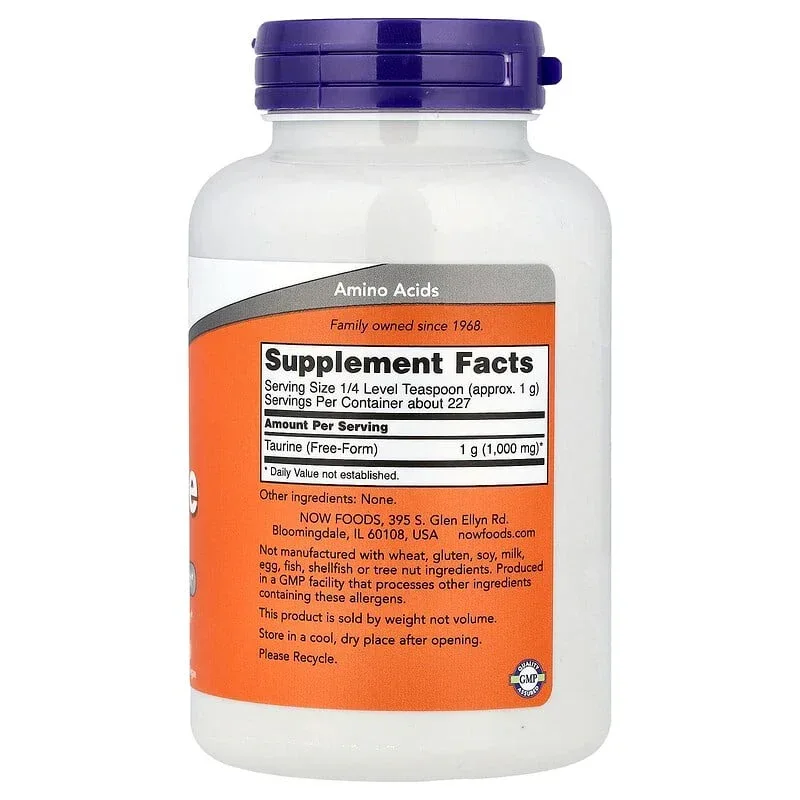 NOW Foods, Taurine Pure Powder, 8 oz (227 g) - Image 2
