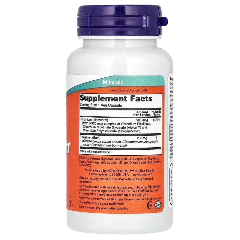 NOW Foods, Tri-Chromium, 500 mcg, Veg Capsules - Image 2