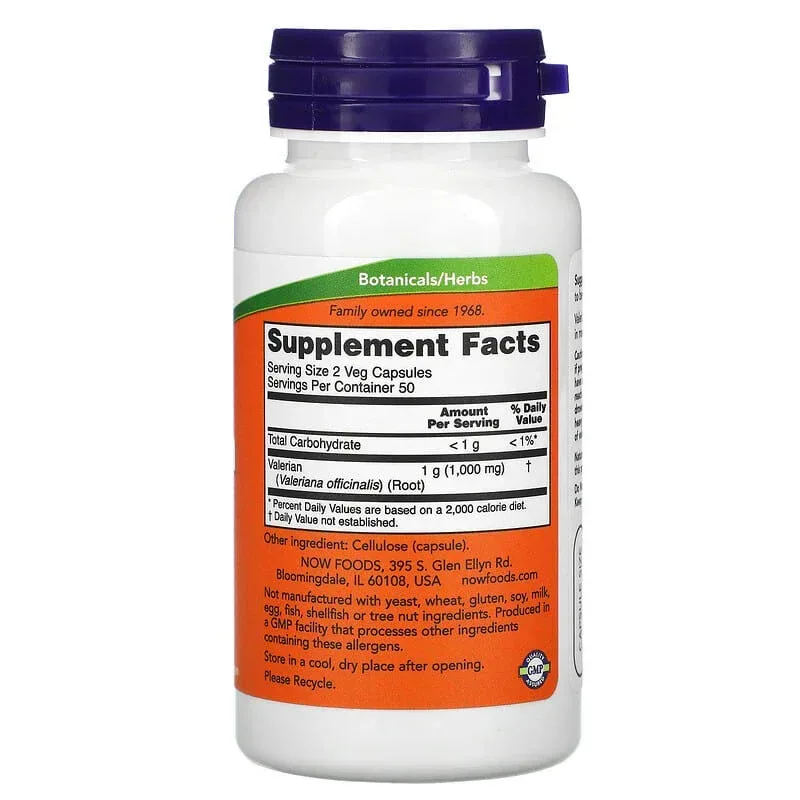 NOW Foods, Valerian Root, 500 mg, Veg Capsules - Image 2