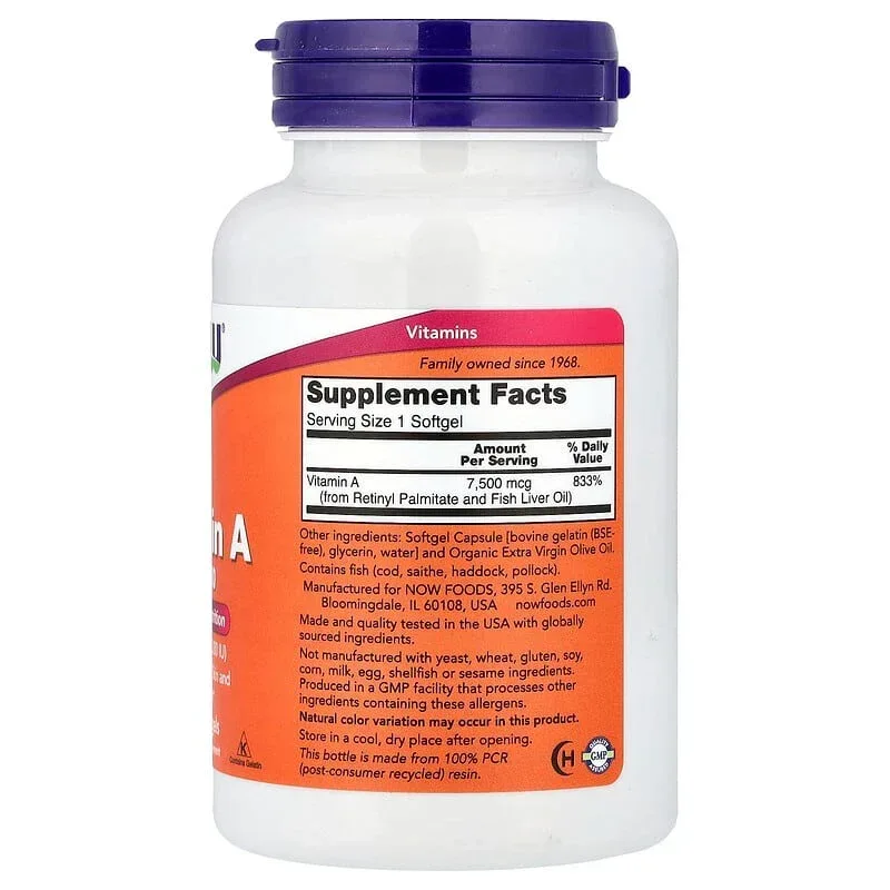 NOW Foods, Vitamin A, 3,000 mcg (10,000 IU), 100 Softgels - Image 11