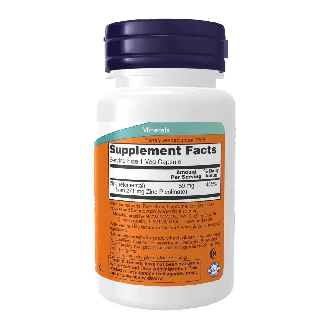 NOW Foods, Zinc Picolinate, 50 mg, 120 Veg Capsules - Image 10