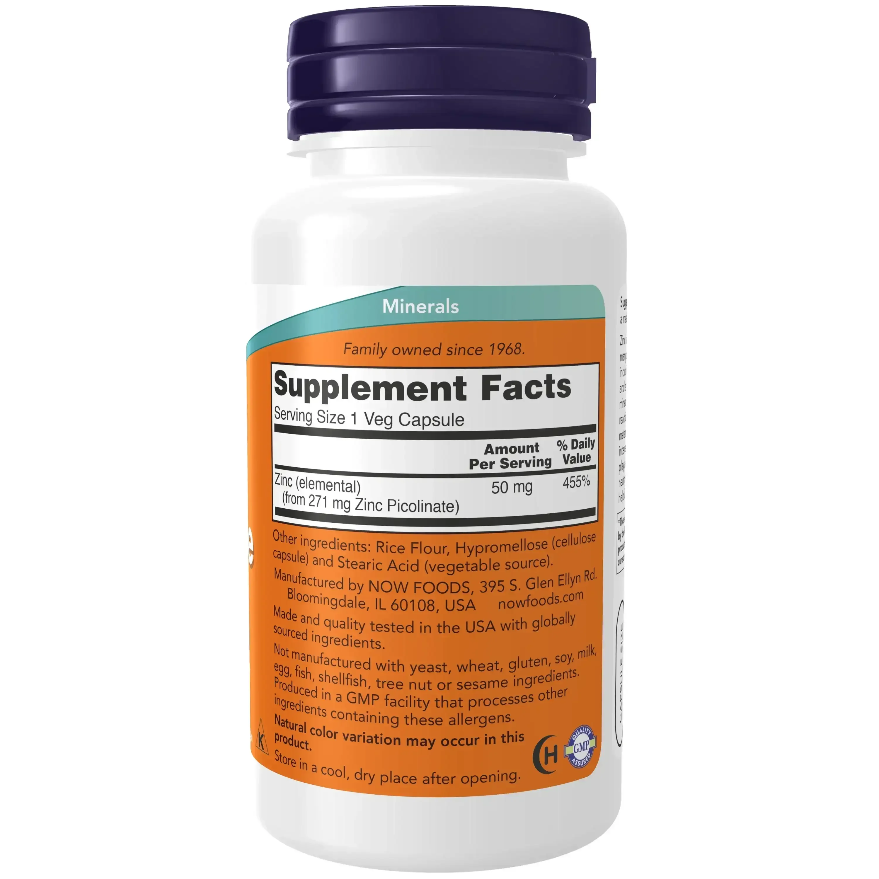 NOW Foods, Zinc Picolinate, 50 mg, 120 Veg Capsules - Image 2