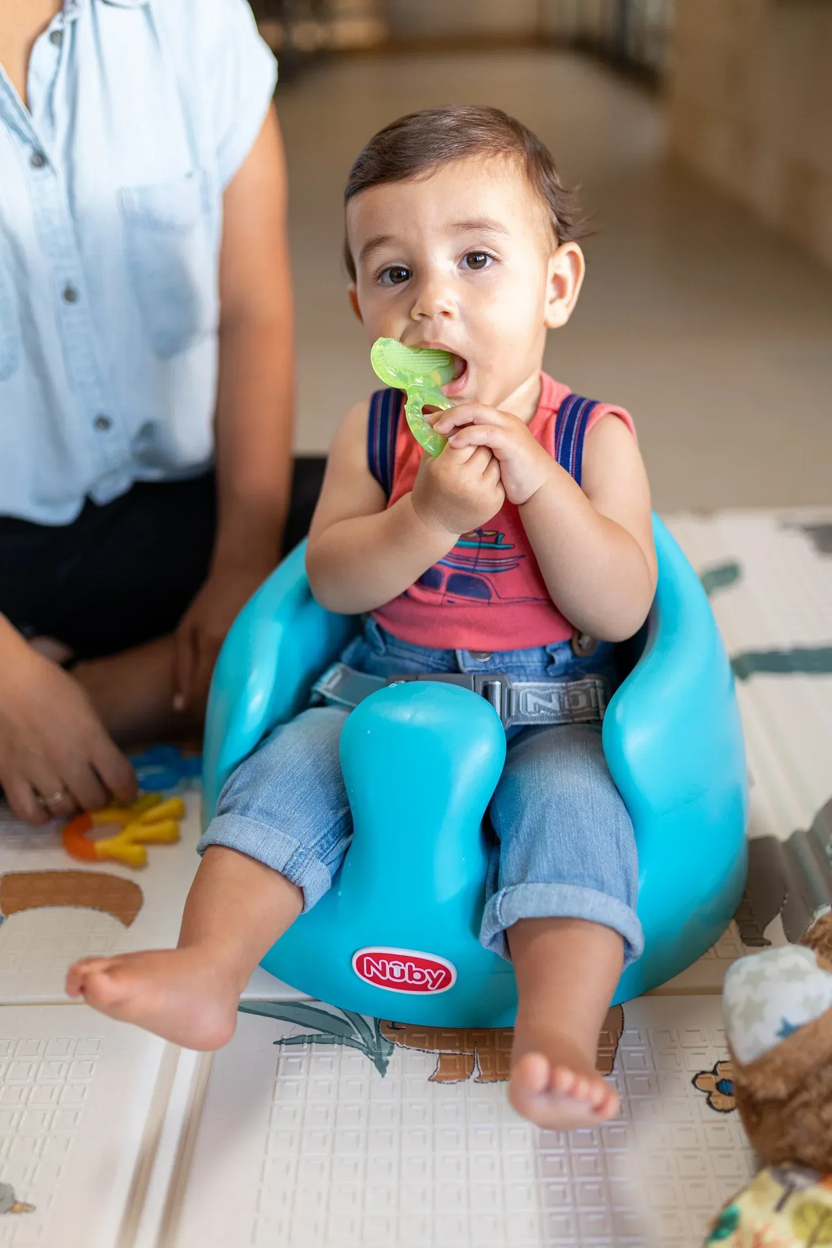 Nuby 3-Step Soothing Teether Set for Infants, Green/Blue/Yellow Unisex Baby Teethers, 3 Count - Image 3