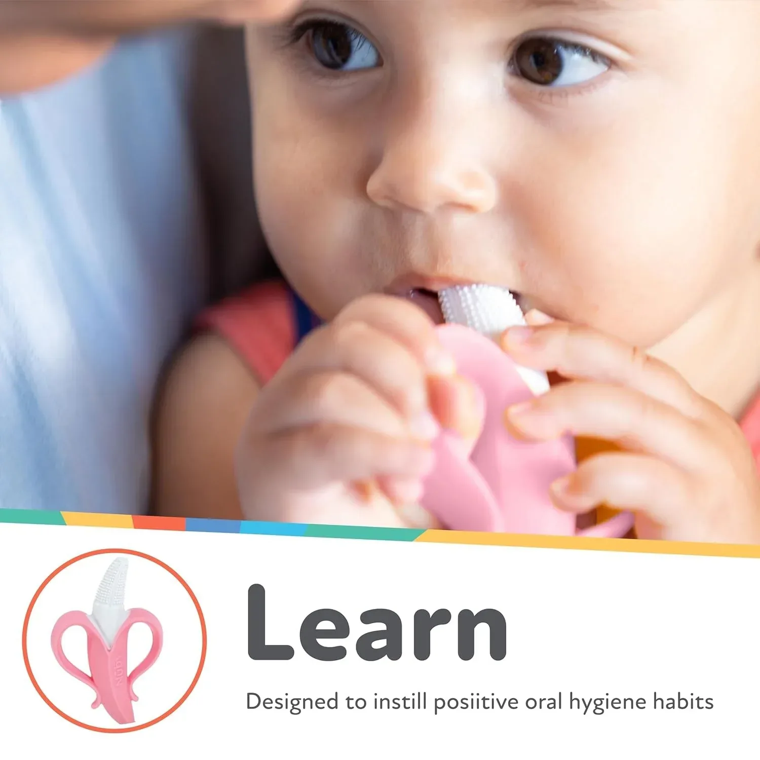 Nuby NanaNubs Banana Massaging Toothbrush for Infants, Pink - Image 4