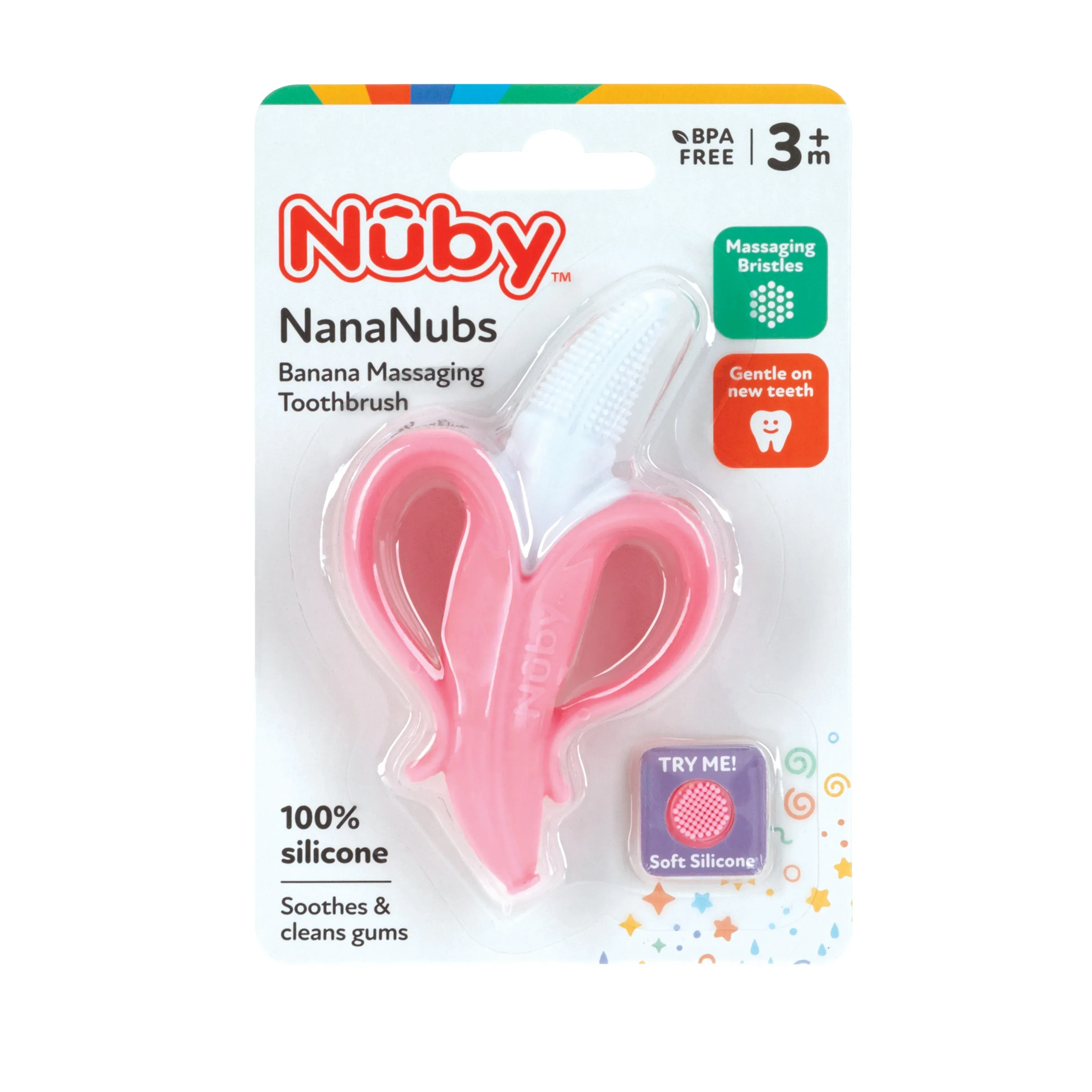 Nuby NanaNubs Banana Massaging Toothbrush for Infants, Pink - Image 8