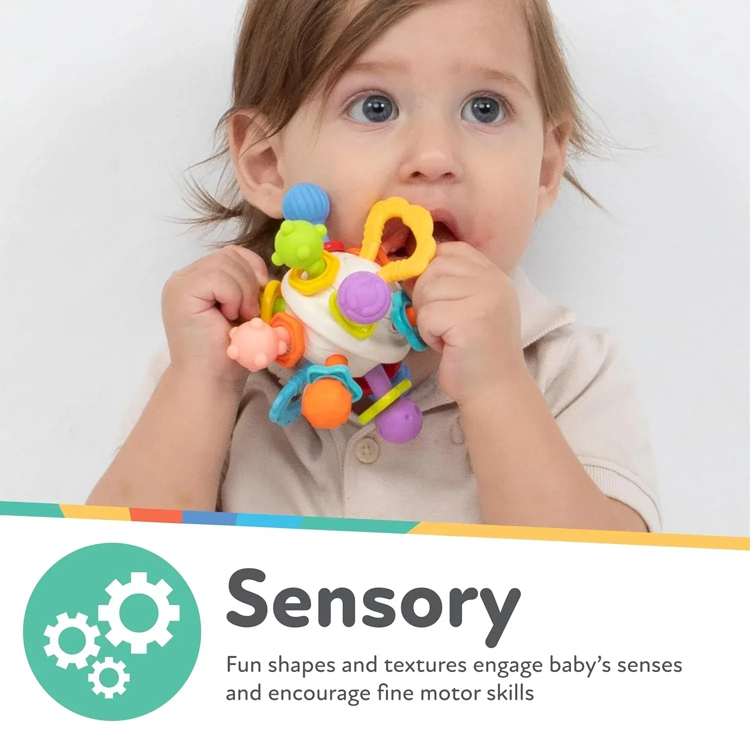 Nuby Textured Twist Ball Baby Teether Infant Toy with Colorful Rattle - Image 2