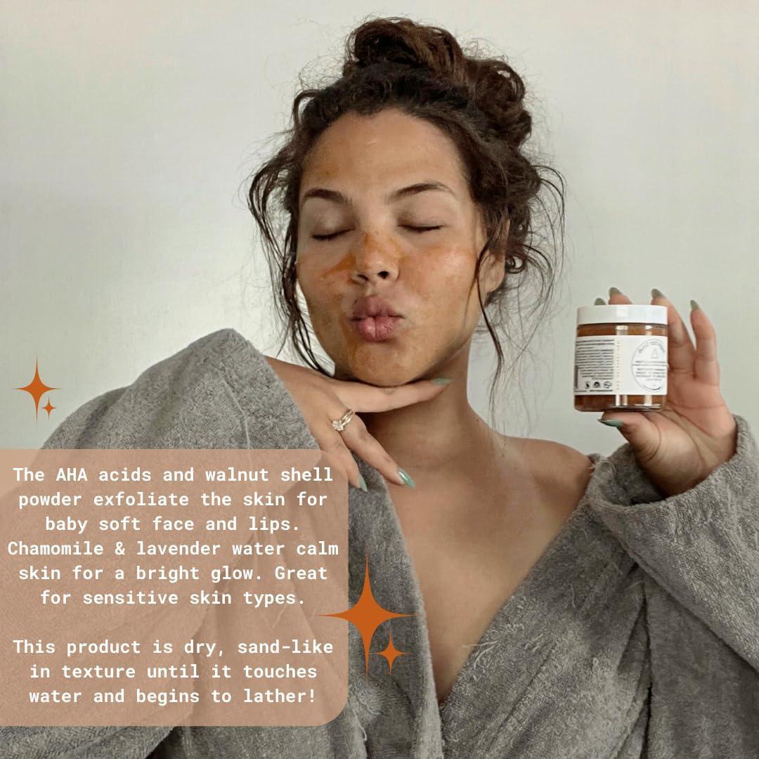 BRIGHT STAR SCRUB Resurfacing Face & Lip Polish with AHA Acids, Exfoliating & Brightening Scrub - Image 3