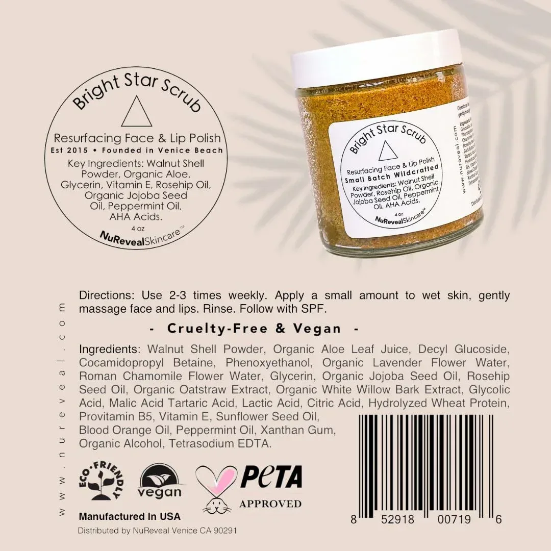 BRIGHT STAR SCRUB Resurfacing Face & Lip Polish with AHA Acids, Exfoliating & Brightening Scrub - Image 7