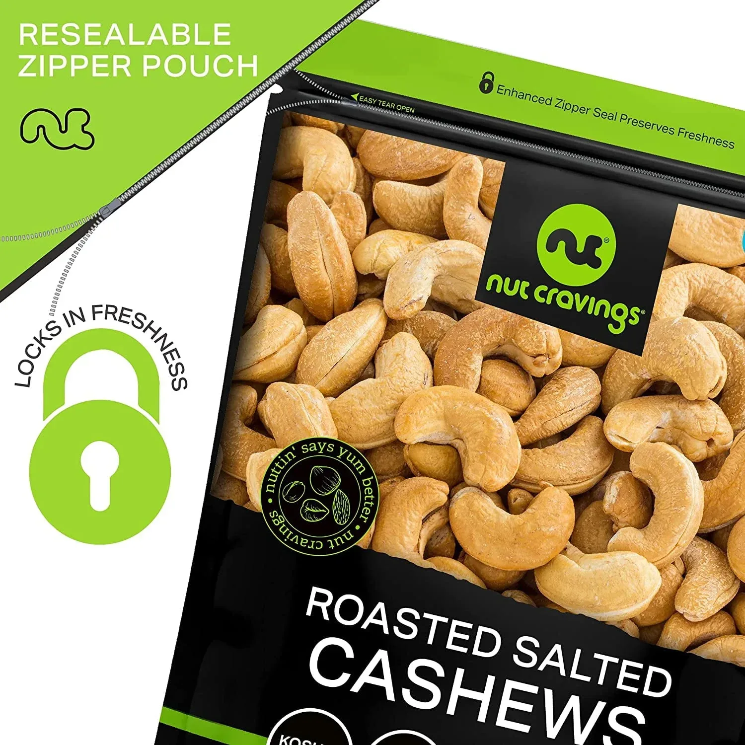 Nut Cravings Roasted Cashews Lightly Salted, Whole (32oz - 2 lbs) - Image 2