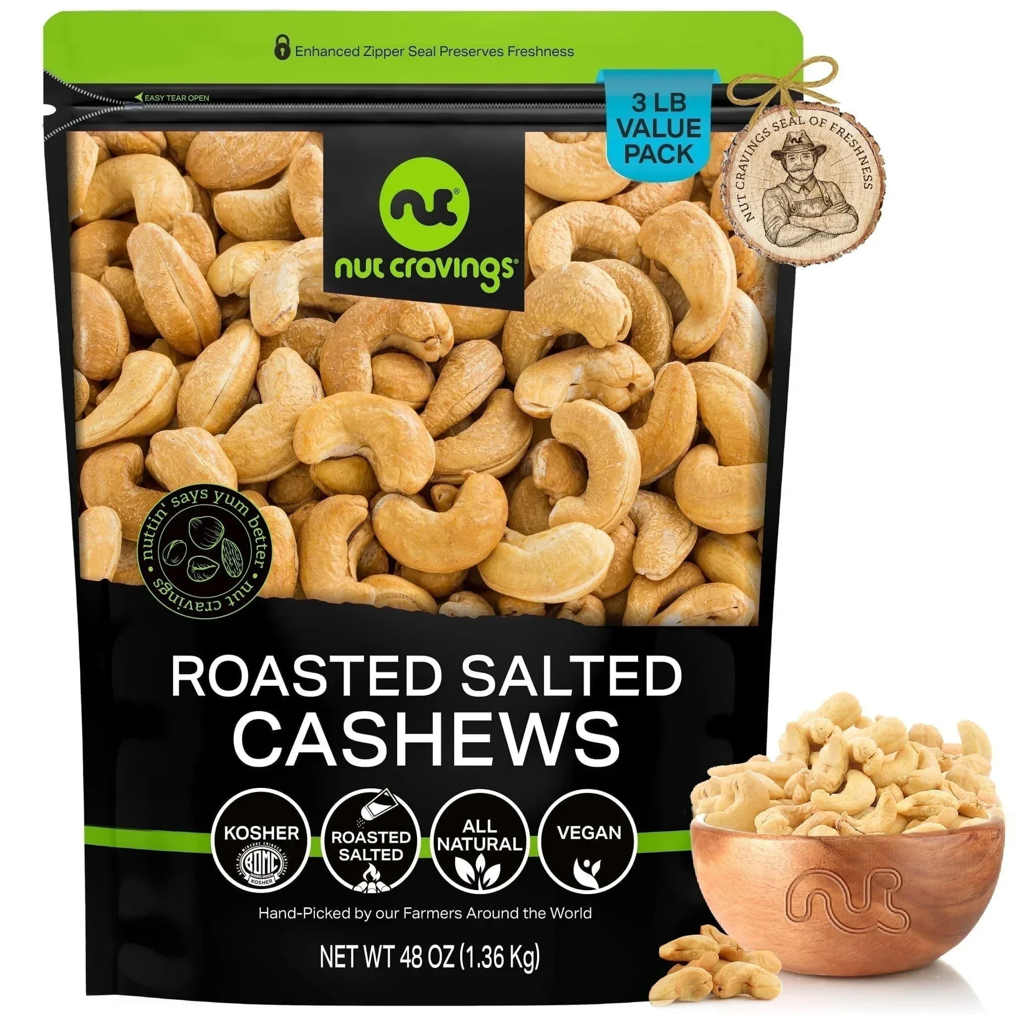 Nut Cravings Roasted Cashews Lightly Salted, Whole (32oz - 2 lbs) - Image 7