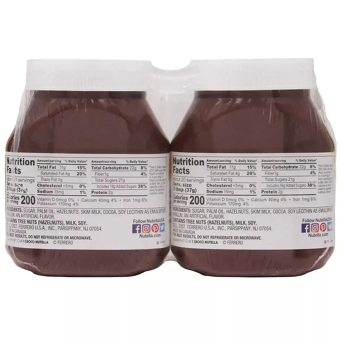 Nutella Hazelnut Spread with Cocoa, Creamy Hazelnut Spread, Breakfast Favorite, Jars, 2 pk./26.5 oz. - Image 3
