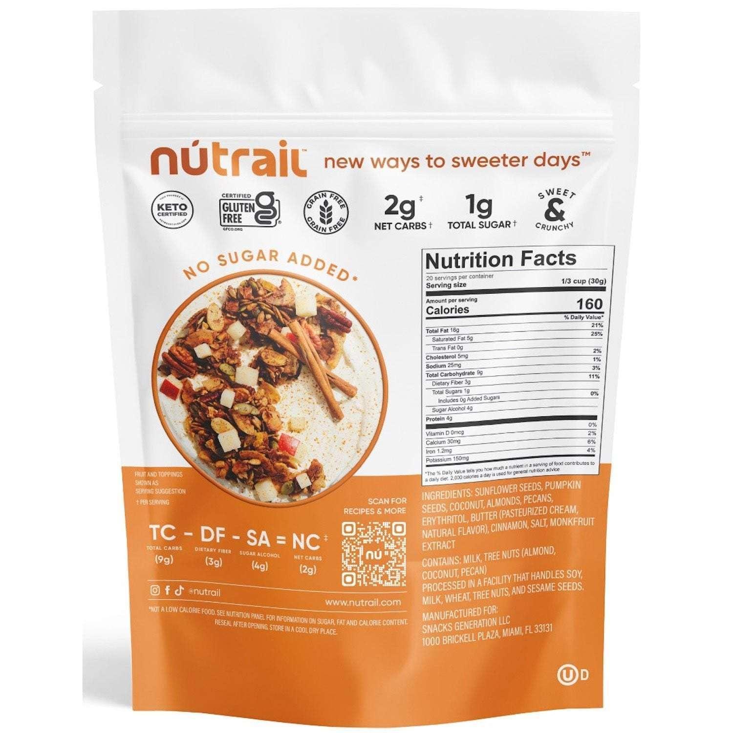 NuTrail Low Carb Keto Nut Granola, Cinnamon Pecan, 22 oz. - Image 2