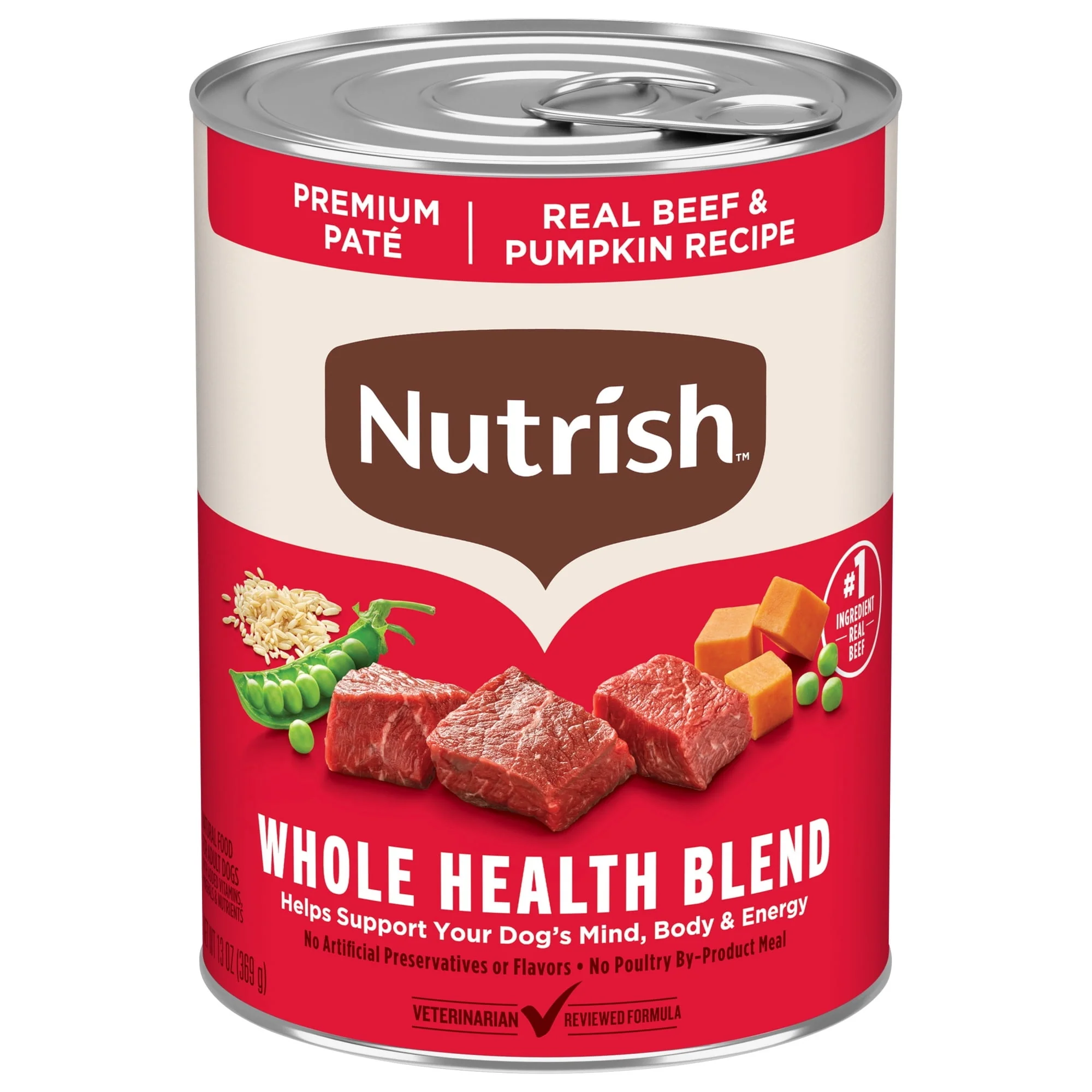 Nutrish Real Beef & Pumpkin Recipe Whole Health Blend Premium Paté Wet Dog Food, 13 oz. Can (Rachael Ray) - Image 2