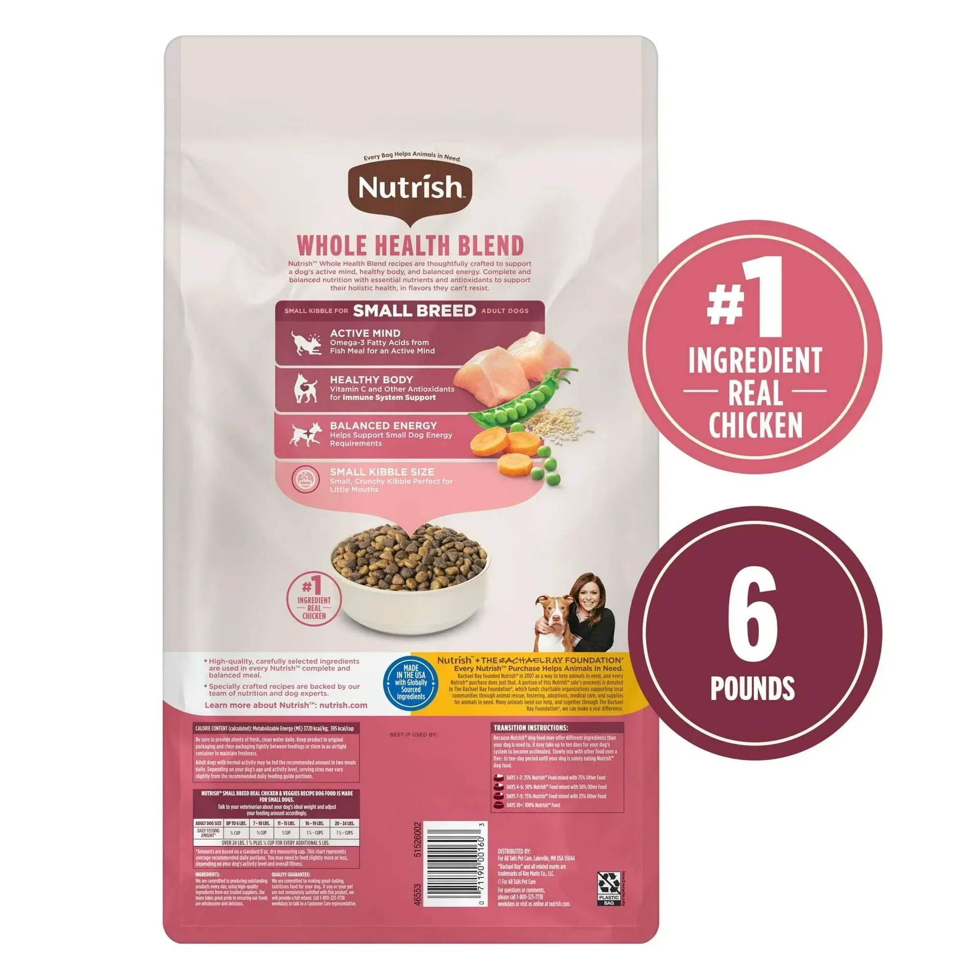 Nutrish Small Breed Real Chicken & Veggies Recipe Whole Health Blend Dry Dog Food - Image 3