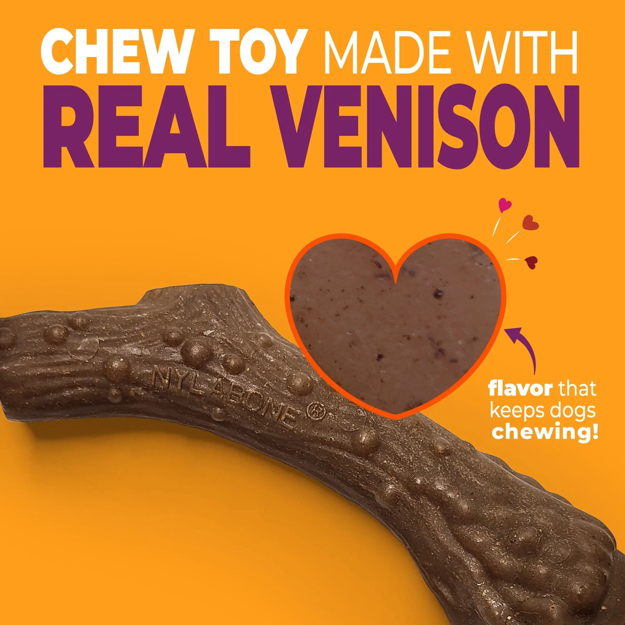 Nylabone Strong Chew Antler Dog Toy, Dog Chew Toy, Made with Real Venison Flavor, Medium, 1 Count - Image 2