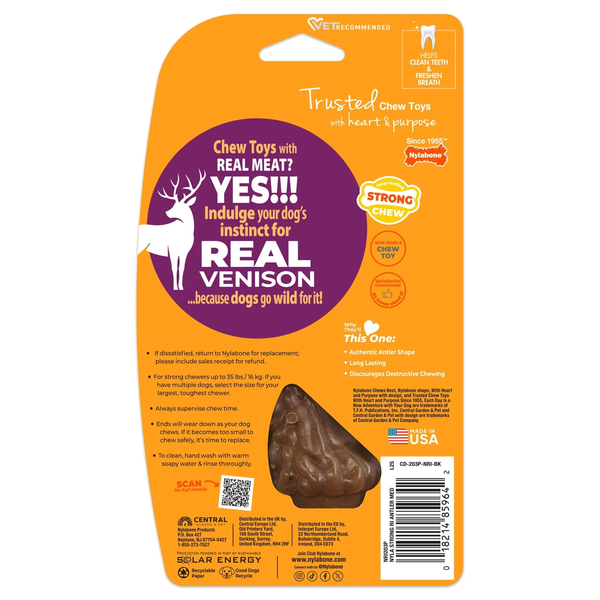 Nylabone Strong Chew Antler Dog Toy, Dog Chew Toy, Made with Real Venison Flavor, Medium, 1 Count - Image 7