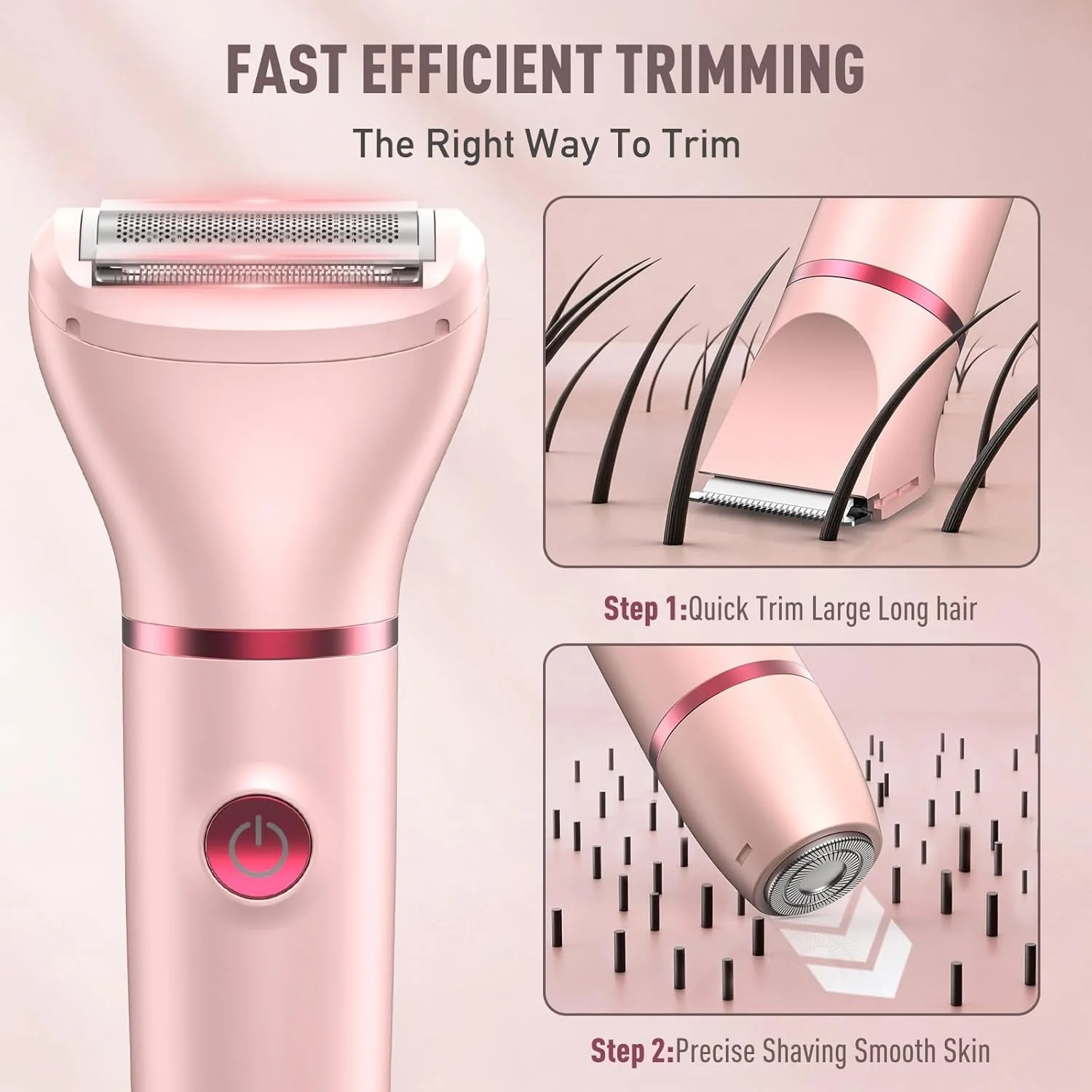 Obacre Bikini Trimmer for Women, 3 in 1 Electric Razors for Women, IPX7 Waterproof Wet Dry Body Shaver Pubic Hair Trimmer Facial Hair Remover with Ceramic Blade USB Recharge Dock Gift for Women - Image 6