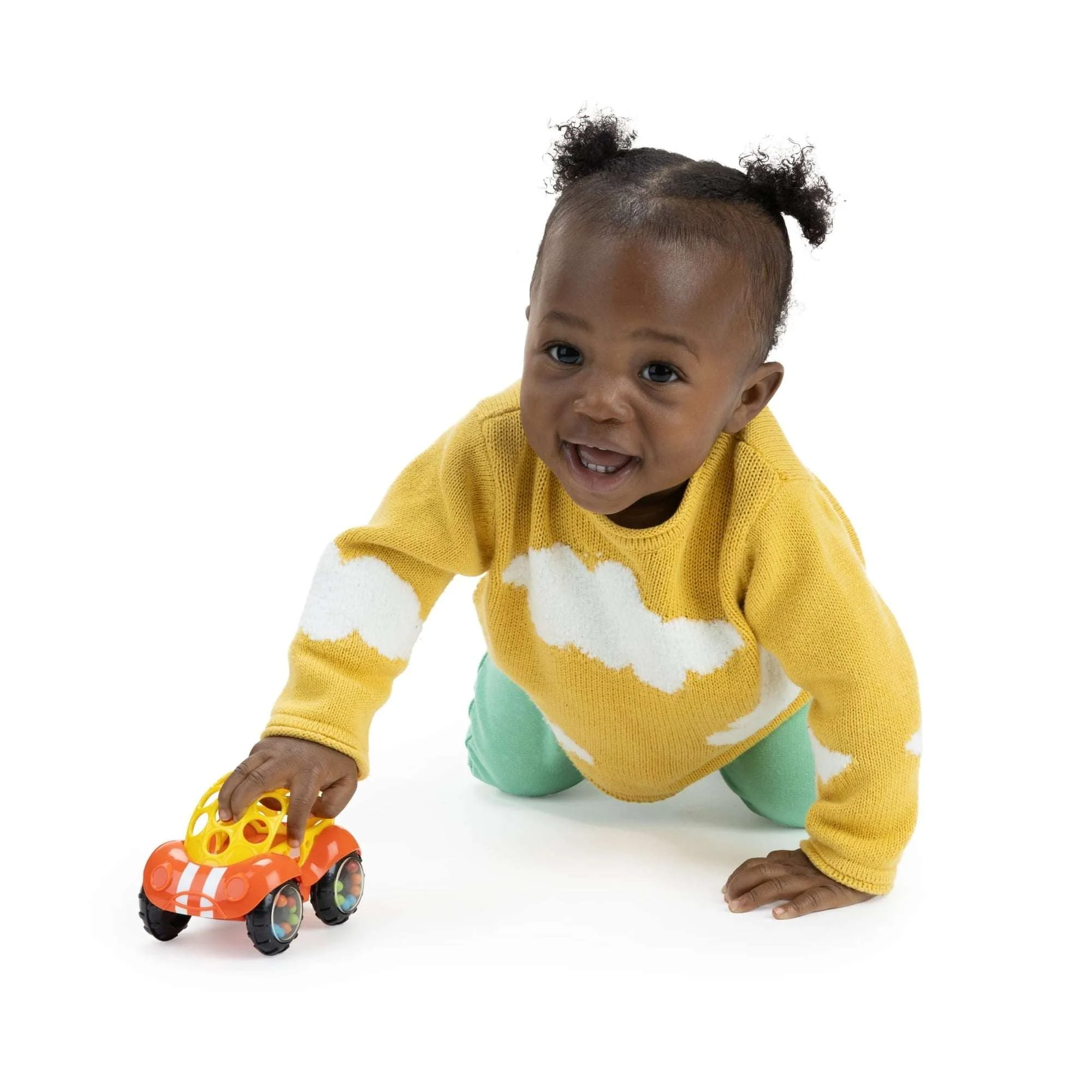 Oball Easy Grasp Rattle & Roll BPA-Free Push Car Infant Crawling Toy, 1 Pack, Red, Unisex - Image 2