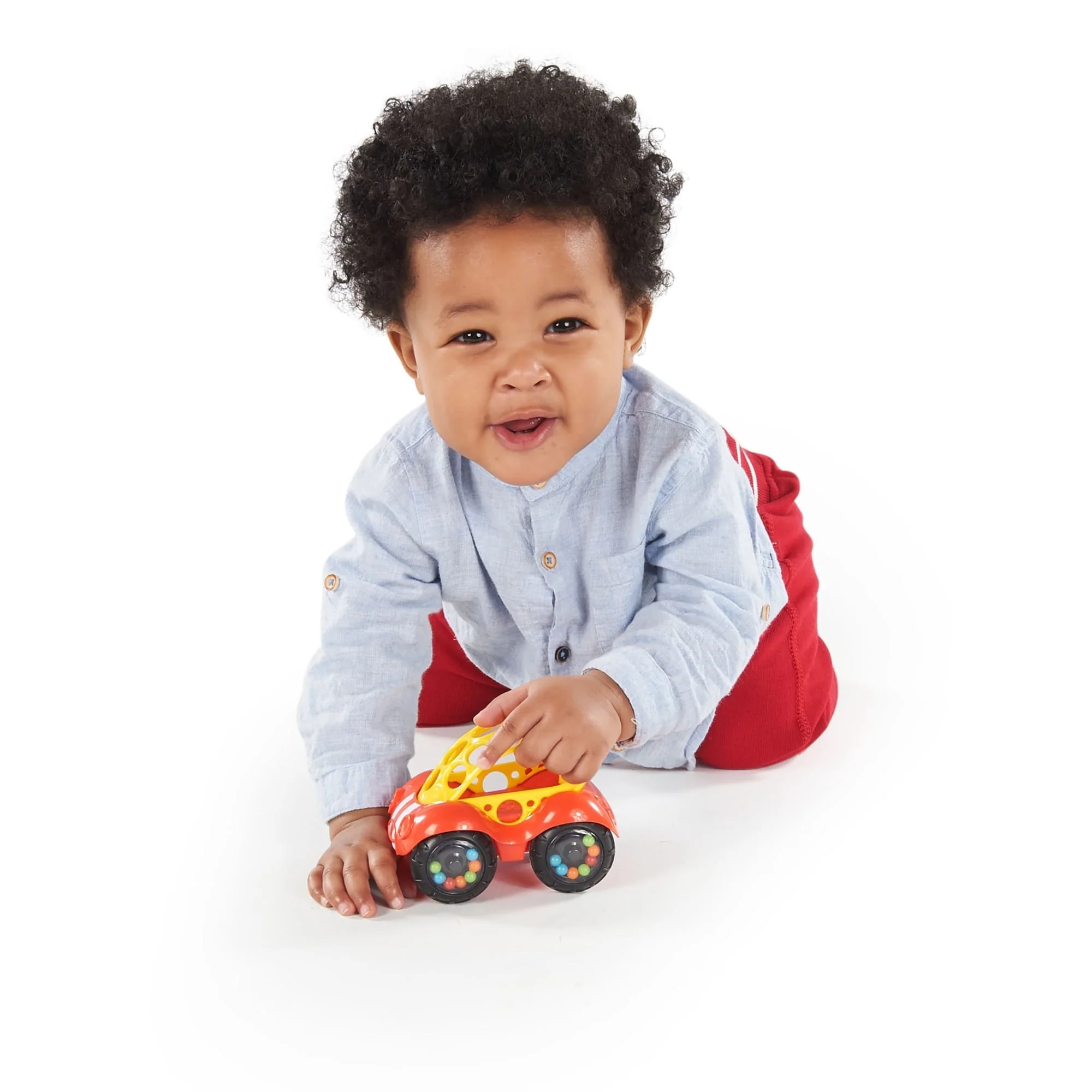 Oball Easy Grasp Rattle & Roll BPA-Free Push Car Infant Crawling Toy, 1 Pack, Red, Unisex - Image 7