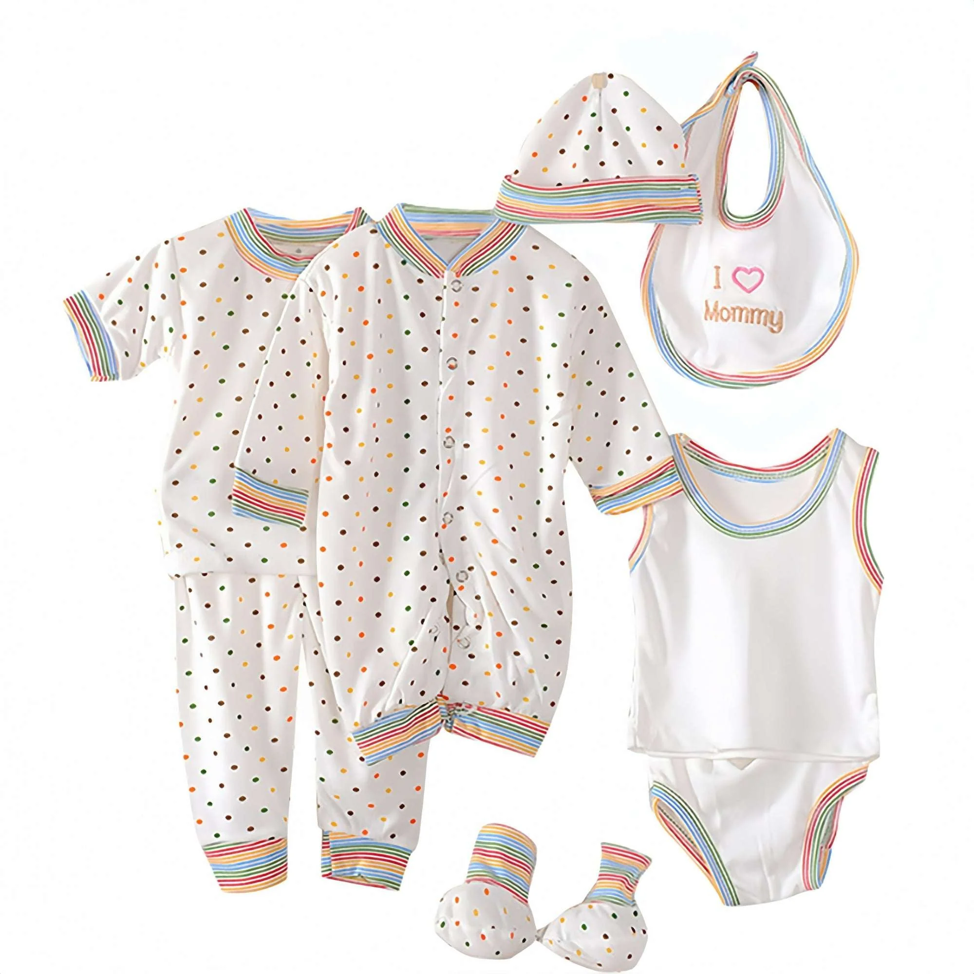 Odeerbi Baby Boy Girl Clothes 8PCS Layette Set Newborn Tops+Hat+Pants+Bib+Sock Shose+Romper - Image 10