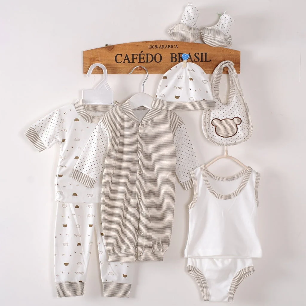 Odeerbi Baby Boy Girl Clothes 8PCS Layette Set Newborn Tops+Hat+Pants+Bib+Sock Shose+Romper - Image 4